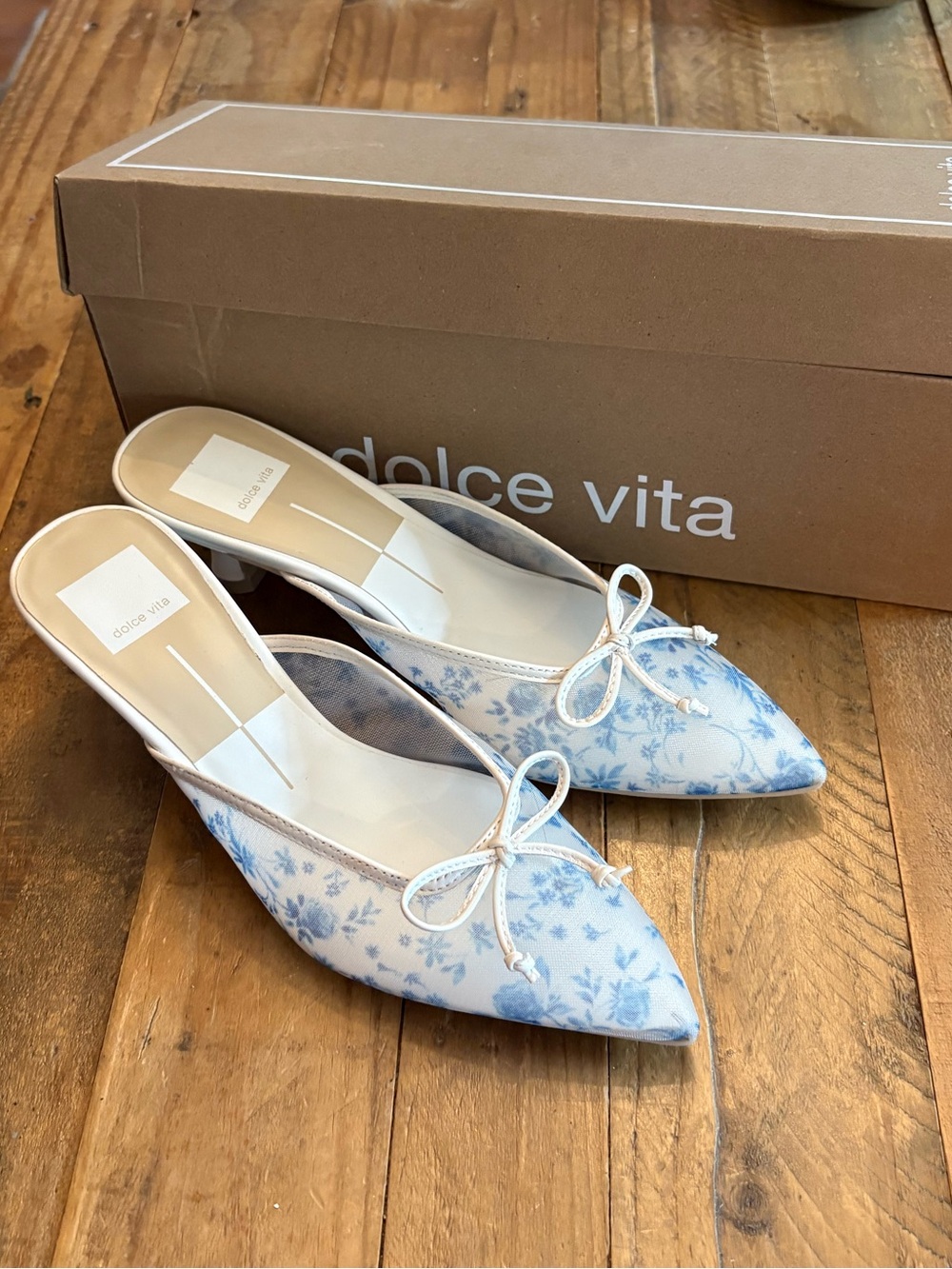 NIB Dolce Vita Cleo Blue Floral Mesh Mule - Size 6 - Picture 2 of 8
